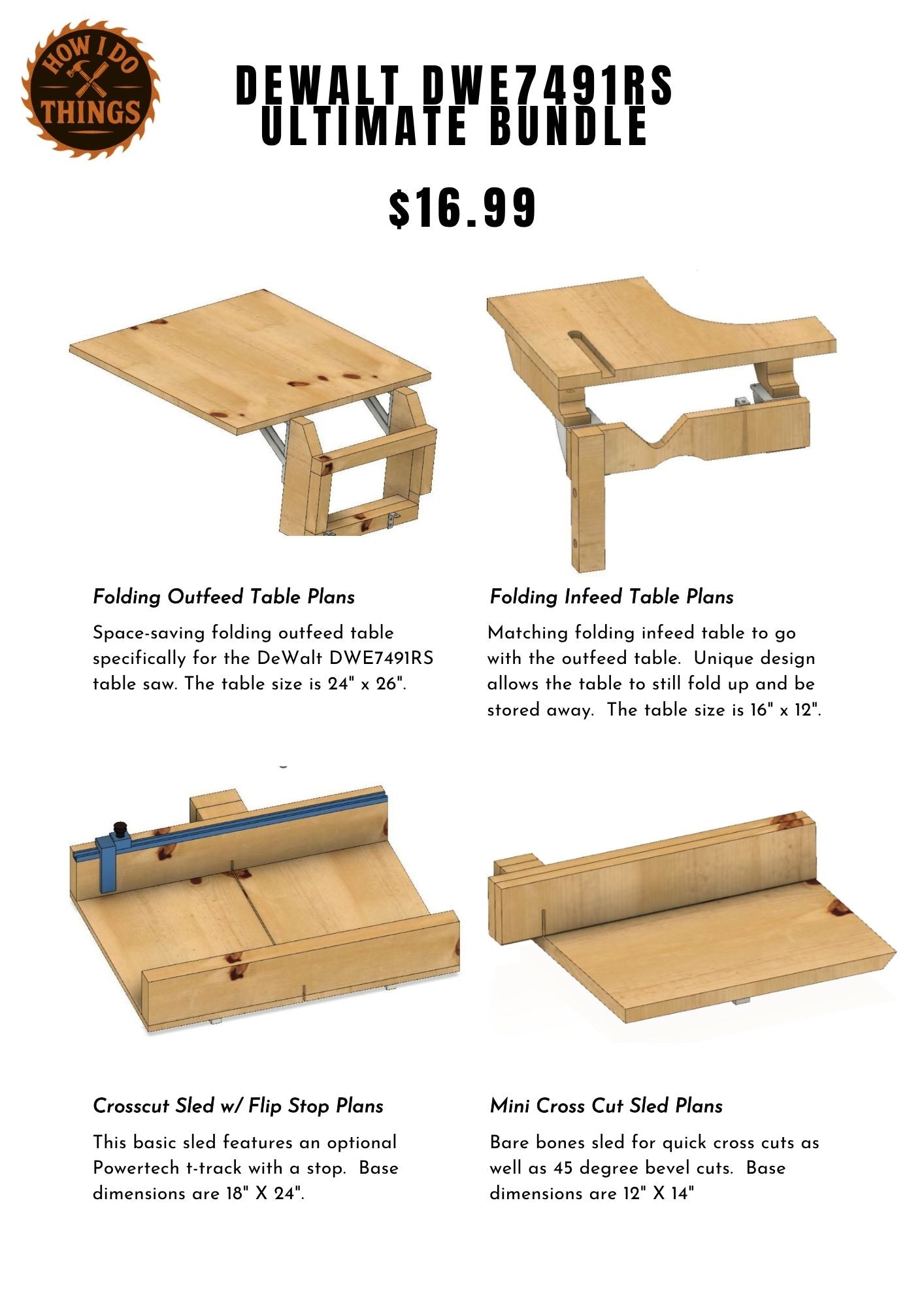 DWE7491RS Table Saw Sled & Extension Bundle | Folding Tables +