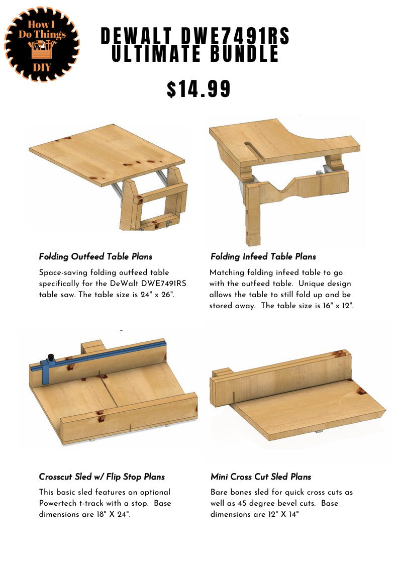 DWE7491RS Table Saw Sled & Extension Bundle | Folding Tables + Sleds
