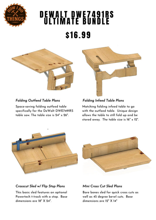 DWE7491RS Table Saw Sled & Extension Bundle | Folding Tables + Sleds